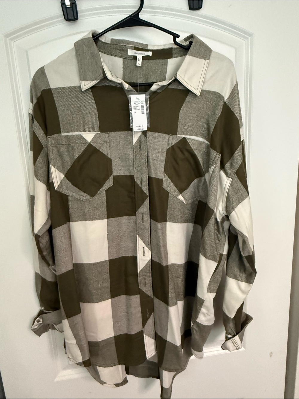 Maurices Olive and Cream Plaid Button-Down Shirt for Men